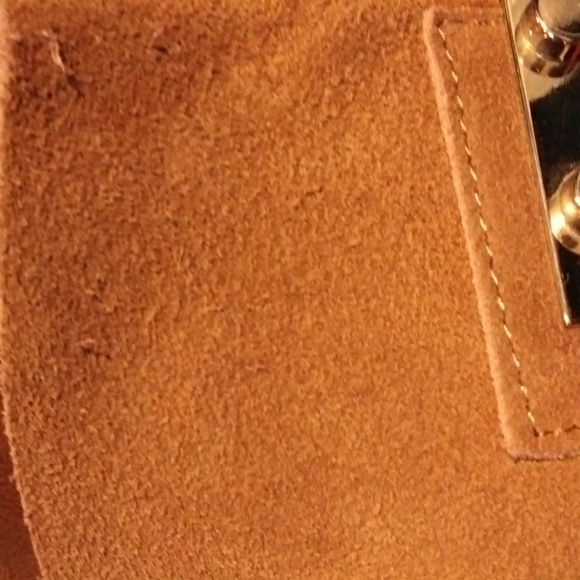 Two-toned Tan Leather & Suede Handbag/Purse with Golden Hardware - Picture 13 of 15
